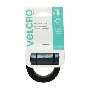 VELCRO Brand One Wrap 90302 Fastener, 3/4 in W, 48 in L, Velcro, Black, Pack of 6