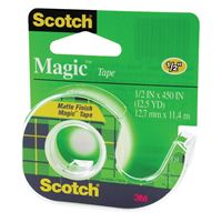 Scotch Magic 104 Office Tape, 450 in L, 1/2 in W, Plastic Backing 12 Pack 