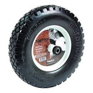 MTD 00047 Wheelbarrow Wheel, 4.8/4 x 8 in Tire, 15-1/2 in Dia Tire, Knobby Tread, Polyurethane Tire, 6 in L Hub