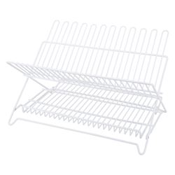 Simple Spaces Dish Rack, 20 lb Capacity, 18-1/4 in L, 12-3/4 in W, 11 in H, Steel, White, White PE Coated 