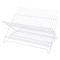 Simple Spaces JI-22W-3L Dish Rack, 20 lb Capacity, 18-1/4 in L, 12-3/4 in W, 11 in H, Steel, White, White PE Coated 