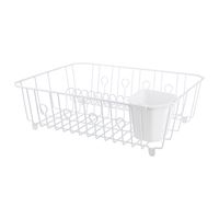 Simple Spaces JI-25W-3L Dish Drainer with Cutlery Basket, 20 lb Capacity, 13-1/2 in L, 13-3/4 in W, 5-1/2 in H, Steel 