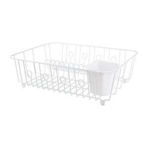 Simple Spaces JI-25W-3L Dish Drainer with Cutlery Basket, 20 lb Capacity, 13-1/2 in L, 13-3/4 in W, 5-1/2 in H, Steel