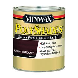 Minwax PolyShades 213804444 Wood Stain and Polyurethane, Satin, Bombay Mahogany, Liquid, 0.5 pt, Can 