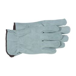 Boss 4065L Gloves, L, Keystone Thumb, Open, Shirred Elastic Back Cuff, Cowhide Leather, Gray 