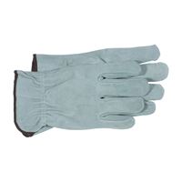 Boss 4065J Gloves, XL, Keystone Thumb, Open, Shirred Elastic Back Cuff, Cowhide Leather, Gray 