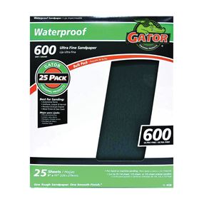 Gator 3280 Sanding Sheet, 11 in L, 9 in W, 600 Grit, Silicone Carbide Abrasive 25 Pack