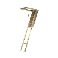 Louisville Premium Series L224P Attic Ladder, 250 lb Weight Capacity, 11-Step, 22-1/2 x 54 in Ceiling Opening, Wood 