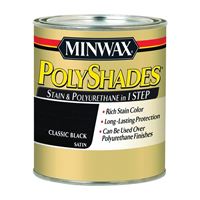 Minwax PolyShades 213954444 Wood Stain and Polyurethane, Satin, Classic Black, Liquid, 0.5 pt, Can 