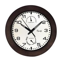 Equity 29005 Wall Clock, Round, Analog, Plastic Frame, Dark Brown Frame 
