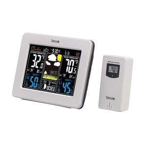 Taylor 1736 Digital Weather Forecaster, 122 deg F, 20 to 95 % Humidity Range, LCD Display, White