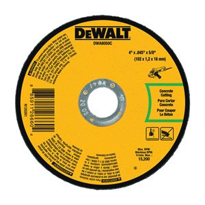 DeWALT DWA8050C Cutting Wheel, 4 in Dia, 0.045 in Thick, 5/8 in Arbor, Aluminum Oxide Abrasive, Pack of 25
