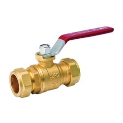 B & K 107-023NL Ball Valve, 1/2 in Connection, Compression, 200 psi Pressure, Manual Actuator, Brass Body 
