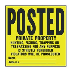 HY-KO YP-1 Novelty Legal Sign, Square, Black Legend, Yellow Background, Plastic, 11 in W x 11 in H Dimensions 20 Pack 