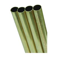 K & S 1149 Decorative Metal Tube, Round, 36 in L, 1/4 in Dia, 0.014 in Wall, Brass, Pack of 5 