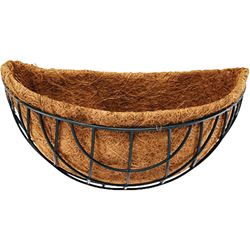 Landscapers Select GB-4315-3L Wall Basket with Natural Coconut Liner, Half-Circle, 22 lb Capacity, Matte Black 