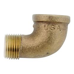 Anderson Metals 738116-12 Street Pipe Elbow, 3/4 in, FIP x MIP, 90 deg Angle, Brass, Rough, 200 psi Pressure 
