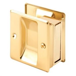 Prime-Line N 6770 Pocket Door Lock and Pull, Brass, Polished Brass