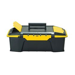 STANLEY Click n Connect Series STST19950 Deep Tool Box, 20 lb, Plastic, Black/Yellow, 2-Compartment 