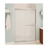 MAAX Aura 135663-900-305 Sliding Shower Door, Clear Glass, Tempered Glass, Semi Frame, 2-Panel, Glass, 1/4 in Glass 