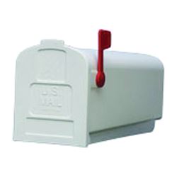 Gibraltar Mailboxes Parson Series PL10W0201 Rural Mailbox, 875 cu-in Capacity, Plastic, 7.9 in W, 19.4 in D, 9.6 in H 
