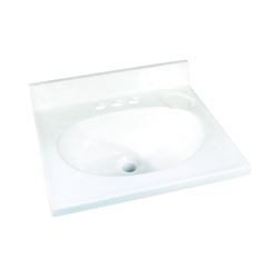 Foremost WS-1719 Vanity Top, 19 in OAL, 17 in OAW, Marble, Solid White, Countertop Edge 