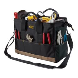 CLC Tool Works BIGMOUTH Series 1165 Tote Bag, 8-1/2 in W, 16 in D, 10 in H, 22-Pocket, Polyester, Black/Khaki 