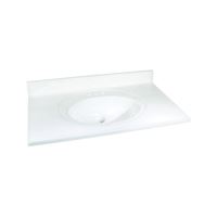 Foremost WS-2237 Vanity Top, 37 in OAL, 22 in OAW, Marble, Solid White, Oval Bowl, Countertop Edge 