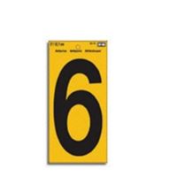 Hy-Ko RV-75/6 Reflective Sign, Character: 6, 5 in H Character, Black Character, Yellow Background, Vinyl 10 Pack 