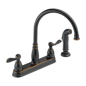 Delta Windemere Series 21996LF-OB Kitchen Faucet, 1.8 gpm, 2-Faucet Handle, Plastic, Oil Rubbed Bronze, Deck