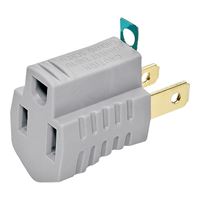 Eaton Wiring Devices 419GY Outlet Adapter with Grounding Lug, 2 -Pole, 15 A, 125 V, 1 -Outlet, Gray, Pack of 25 
