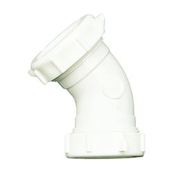 Plumb Pak PP55-7W Drain Pipe Elbow, 1-1/2 in, Slip-Joint, PVC, White 