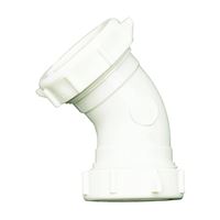 Plumb Pak PP55-7W Drain Pipe Elbow, 1-1/2 in, Slip-Joint, PVC, White 