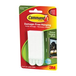 Command 17206 Picture Hanging Strip, 4 lb/set, Foam, White, 4/SET 