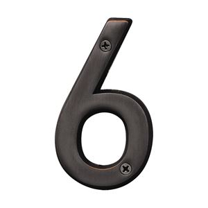 HY-KO Prestige Series BR-42OWB/6 House Number, Character: 6, 4 in H Character, Bronze Character, Brass 3 Pack