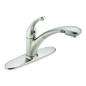 DELTA Signature 470-AR-DST Kitchen Faucet, 1.8 gpm, 1-Faucet Handle, Ceramic, Arctic Stainless Steel, Deck Mounting
