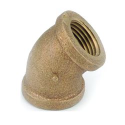Anderson Metals 738107-02 Pipe Elbow, 1/8 in, FIP, 45 deg Angle, Brass, Rough, 200 psi Pressure 