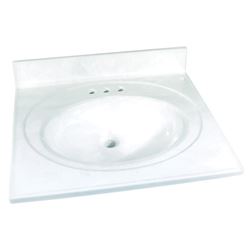 Foremost WW-2225 Vanity Top, 25 in OAL, 22 in OAW, Marble, White, Countertop Edge 