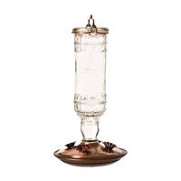 Perky-Pet 8107-2 Bird Feeder, Antique Bottle, 10 oz, 4-Port/Perch, Glass/Metal, Clear/Copper, 10.1 in H, Pack of 2 
