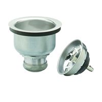 Plumb Pak PP5413 Basket Strainer with Locking Shell, Stainless Steel, For: 3-1/2 in Dia Opening Kitchen Sink 
