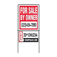 Hy-Ko SIY-201 Real Estate Sign with Frame, For Sale By Owner, White Legend, Plastic, 14 in W x 18 in H Dimensions 