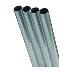 K & S 87119 Decorative Metal Tube, Round, 12 in L, 3/8 in Dia, 22 ga Wall, Stainless Steel, Polished