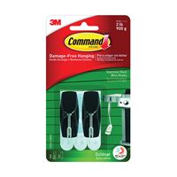 Command 17065S-AWES Wire Hook, 2 lb, 2-Hook, Plastic/Stainless Steel, Slate, Pack of 4 