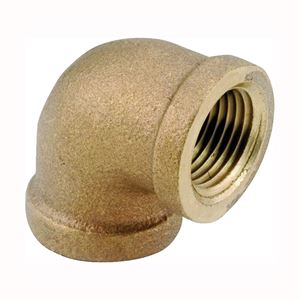Anderson Metals 738100-06 Pipe Elbow, 3/8 in, FIP, 90 deg Angle, Brass, Rough, 200 psi Pressure