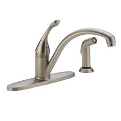 DELTA COLLINS Series 440-SS-DST Kitchen Faucet with Side Sprayer, 1.8 gpm, 1-Faucet Handle, Brass, Stainless Steel 