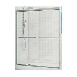 Maax Aura 135665-900-084000 Shower Door, Clear Glass, Tempered Glass, Semi Frame, 2-Panel, Glass, 1/4 in Glass 