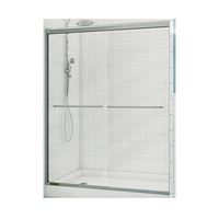 Maax Aura 135665-900-084000 Shower Door, Clear Glass, Tempered Glass, Semi Frame, 2-Panel, Glass, 1/4 in Glass 