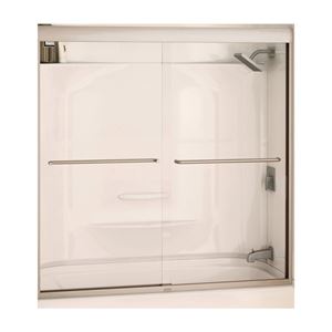 Maax Aura 135661-900-305 Bathtub Door, Semi Frame, Clear Glass, Bypass/Sliding Door, 1/4 in Glass