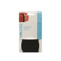 VELCRO Brand One Wrap 90700 Fastener, 7/8 in W, 23 in L, Nylon/Polypropylene, Black 6 Pack 