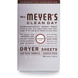 Mrs. Meyers Clean Day 014148 Dryer Sheet, Lavender, 80 